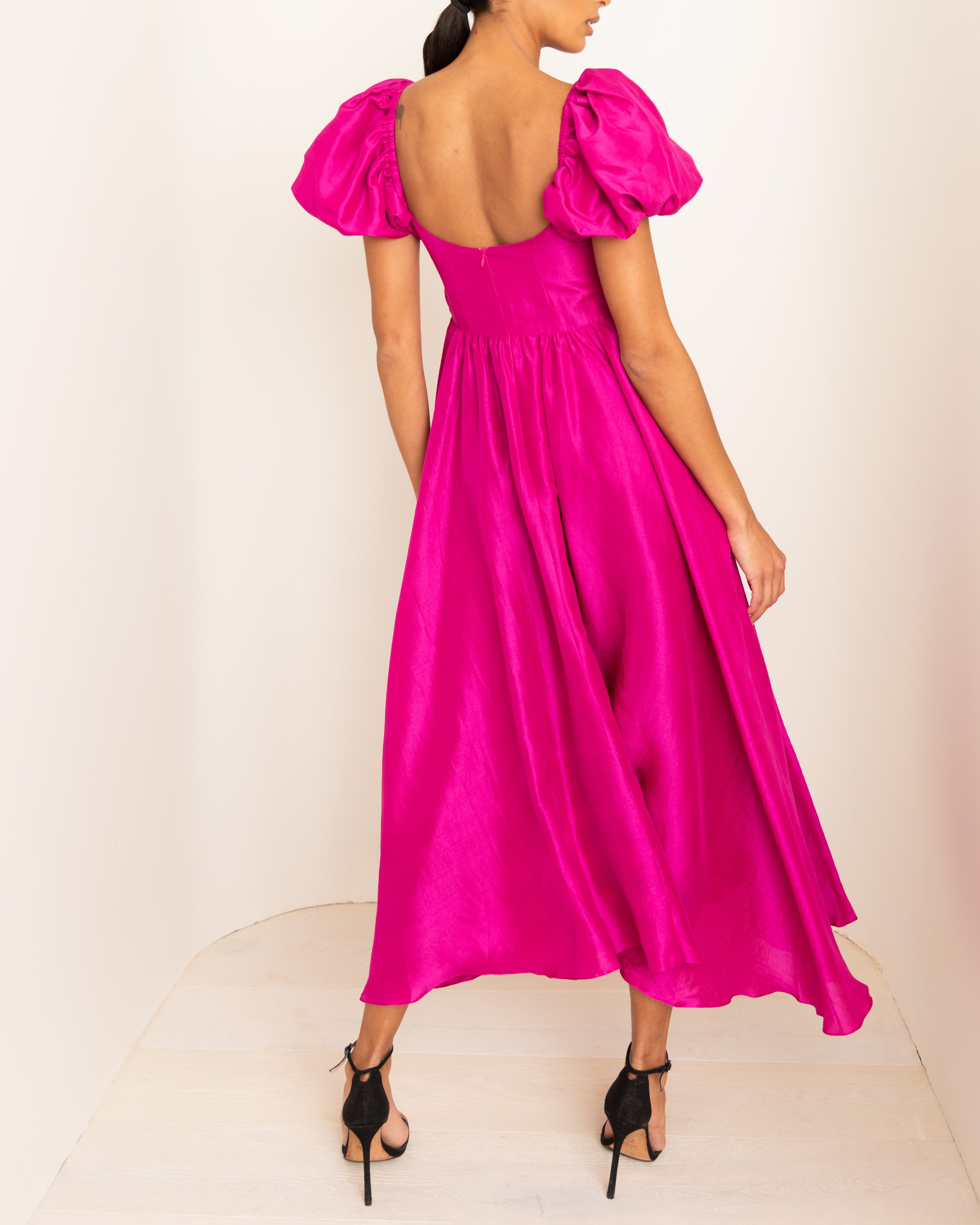 Silk on sale magenta dress